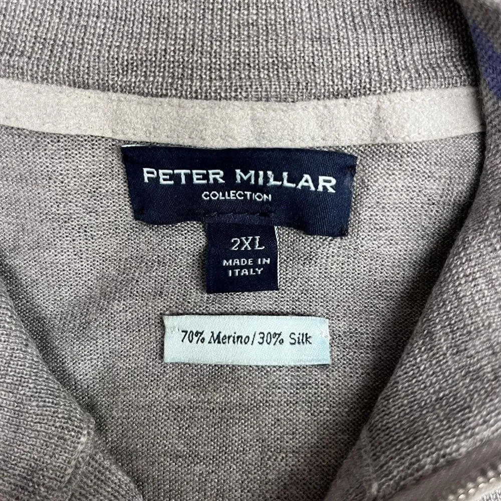 Peter Millar Collection New 1/4 Zip Sweater Gray Merino Wool/Silk Men's Size 2XL